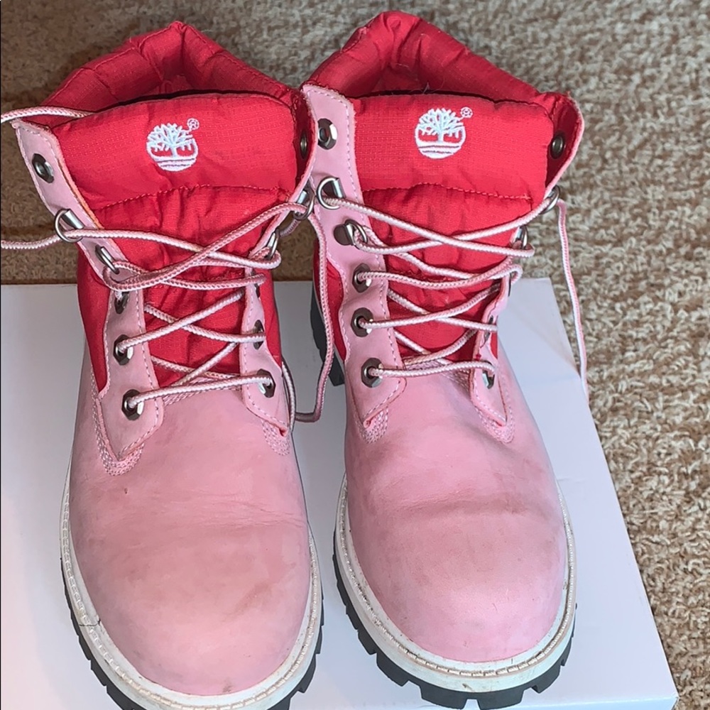 Timberland Size 5 1/2 pink/red boot. Gently used.